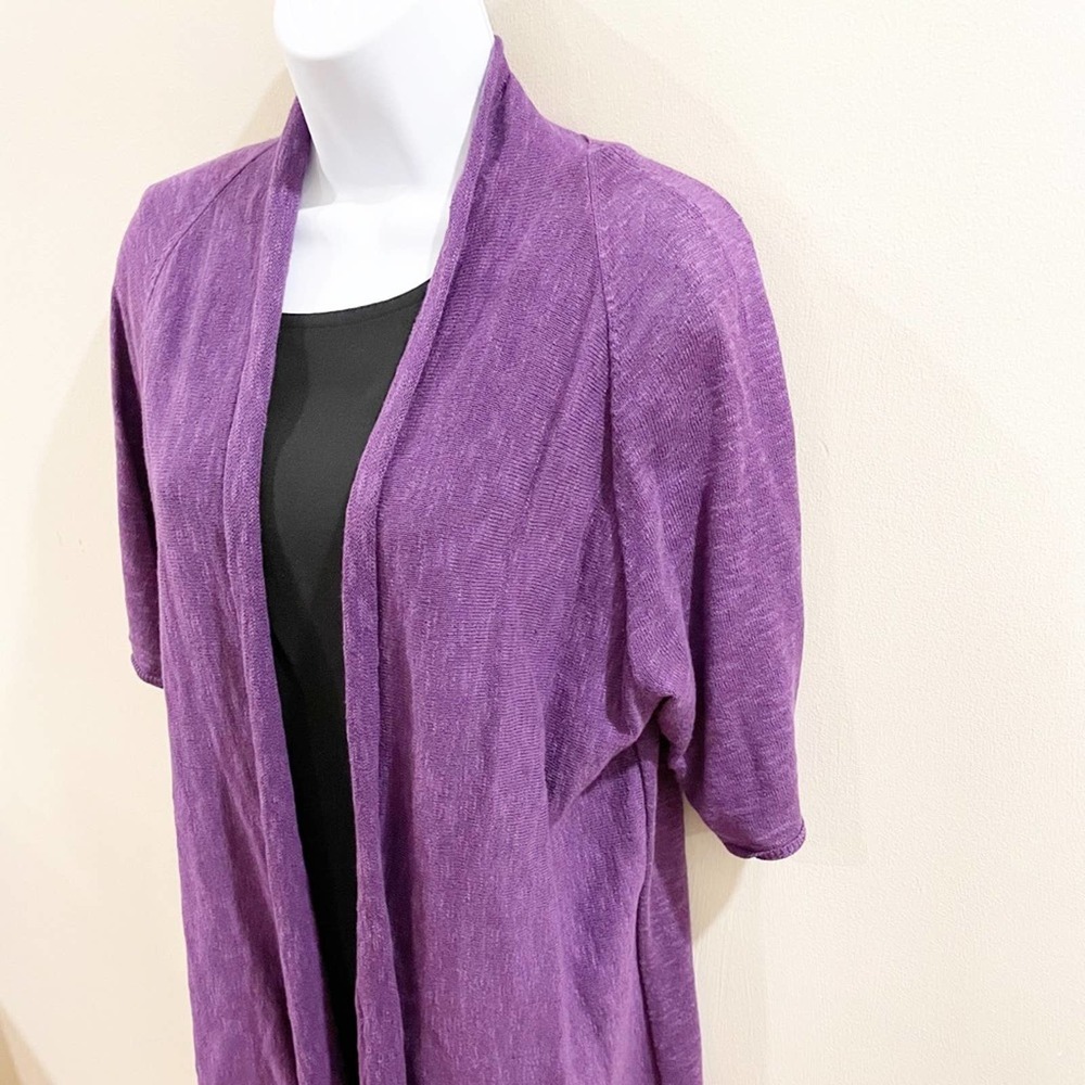Eileen Fisher Linen Open Cardigan Purple Medium - Picture 8 of 14